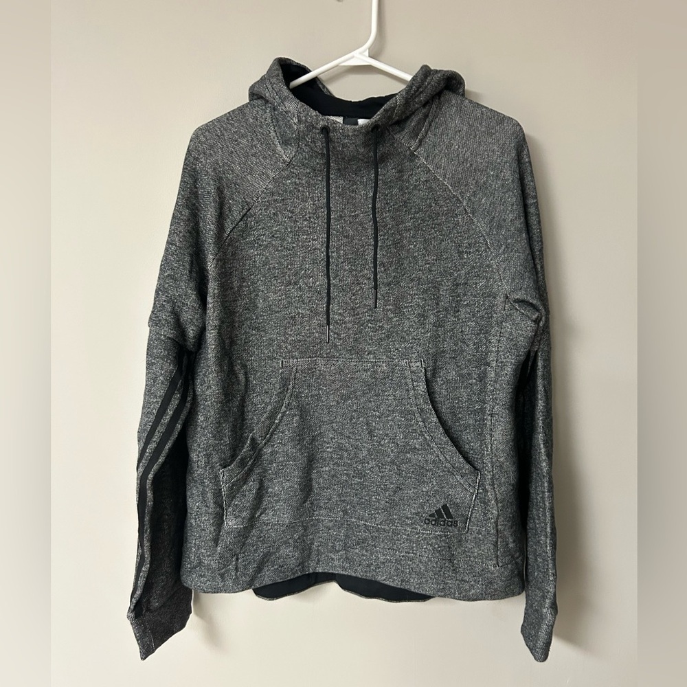 Adidas Grey and Black Pullover Hoodie